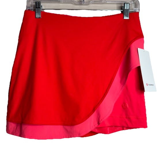 lululemon athletica Dresses & Skirts - NWT Lululemon Asymmetrical Layered HR Tennis Skirt skort Sizes 6 Red/ Pink H20